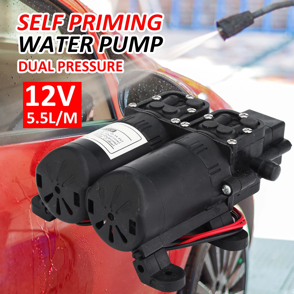 12V двойной электродвигатель 5.5LPM 105PSI высокого давления самовсасывающий
