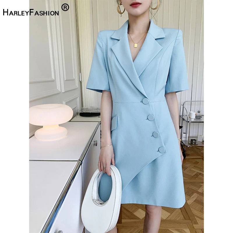 HarleyFashion New Summer Quality Short Sleeve Notched Plain Color Quality OL Asymmetrical Women Straight Blazer Dress
HarleyFashion New Summer Quality Short Sleeve Notched Plain Color Quality OL Asymmetrical Women Straight Blazer Dress