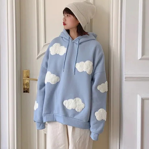 Korean Cloud Hooded Sweatshirt Plus Velet Long Sleeve Causal Hoody 2020 Autumn Winter New Women Hoodies Jumper
Korean Cloud Hooded Sweatshirt Plus Velet Long Sleeve Causal Hoody 2020 Autumn Winter New Women Hoodies Jumper