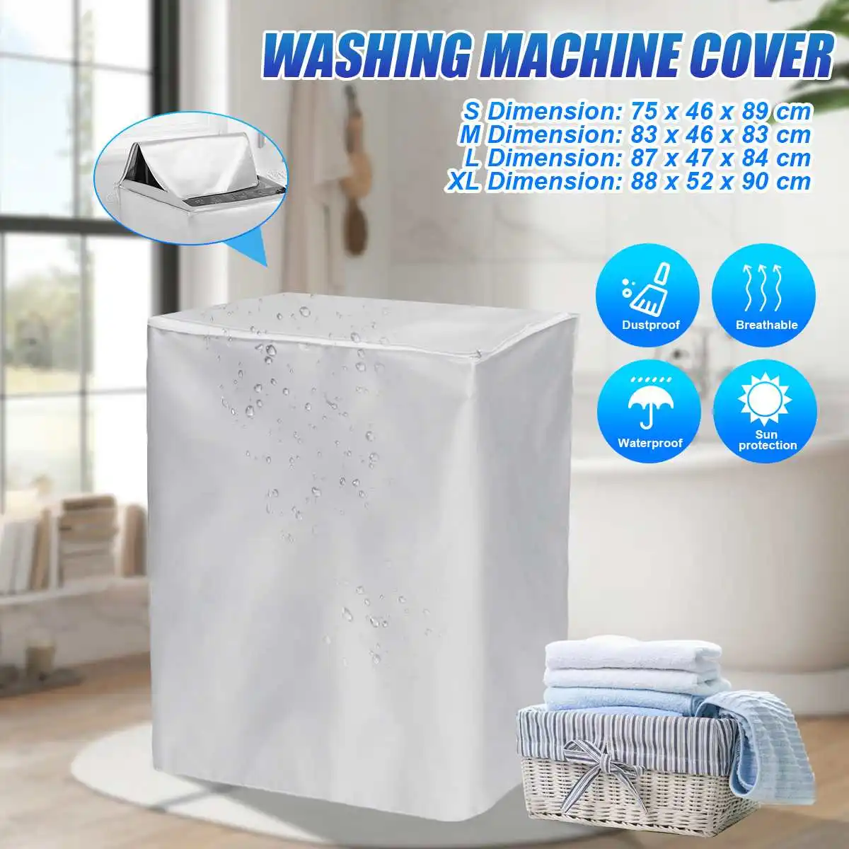 Washing Machine Cover Polyester Waterproof Front Load Laundry Dryer Cover Washer Sun Shade Silver Coating Dustproof Cover Case
Washing Machine Cover Polyester Waterproof Front Load Laundry Dryer Cover Washer Sun Shade Silver Coating Dustproof Cover Case