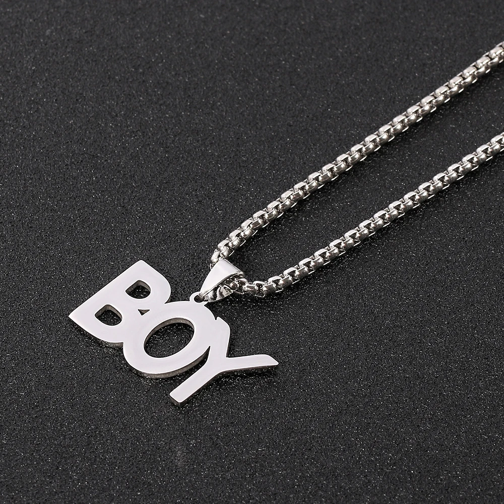 2022 Новое цветное длинное ожерелье из нержавеющей стали с надписью BOY