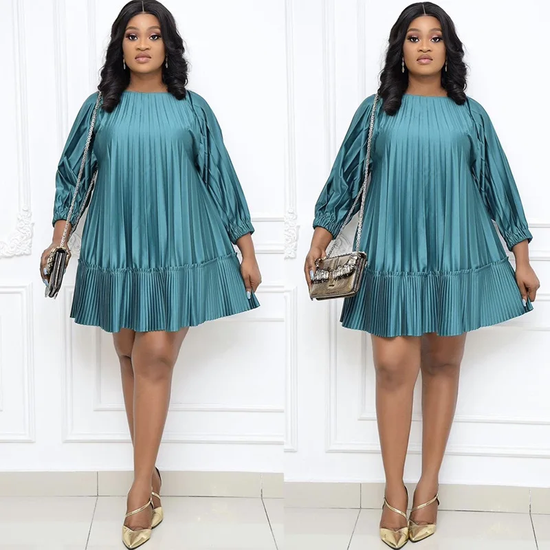 Women Loose Dresses Pleated Long Sleeve O Neck Elegant Office Ladies Classy Work Wear Casual Spring Fashion African Female Robes
Women Loose Dresses Pleated Long Sleeve O Neck Elegant Office Ladies Classy Work Wear Casual Spring Fashion African Female Robes