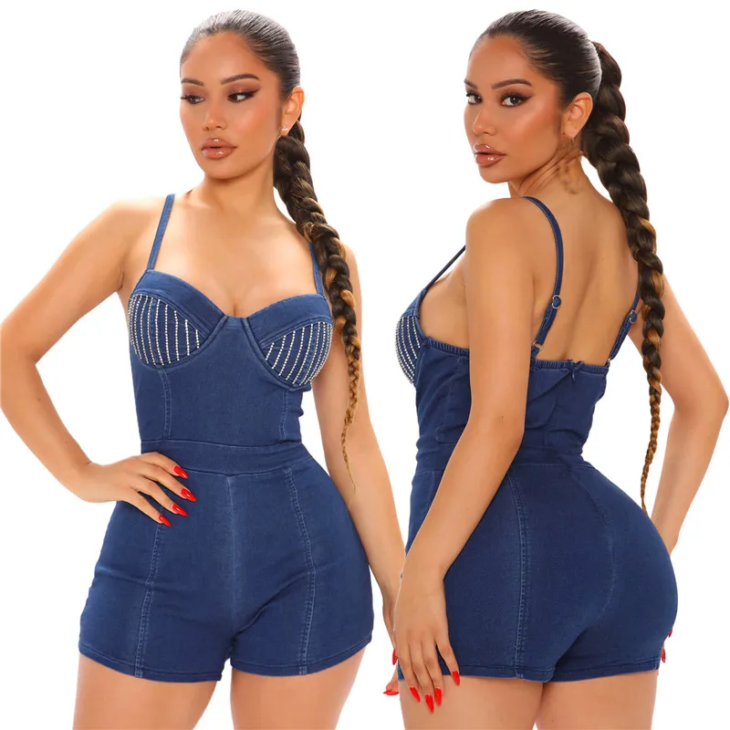 KEXU Denim Playsuits Diamonds Strap Skinny Bodycon Women Rompers Sexy Night Club One Piece Overalls
KEXU Denim Playsuits Diamonds Strap Skinny Bodycon Women Rompers Sexy Night Club One Piece Overalls