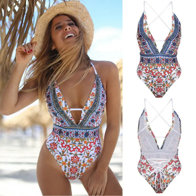 Brand New 2019 Sexy Women's Vintage Print Halter One Piece Swimsuit Push Up Padded Bikini Monokini Swimwear Beachwear
Brand New 2019 Sexy Women's Vintage Print Halter One Piece Swimsuit Push Up Padded Bikini Monokini Swimwear Beachwear