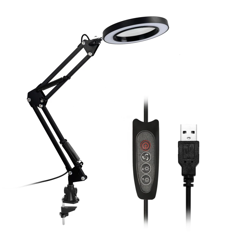 5 Times LED Magnifier Desk Lamp 3 Color Modes Adjustable Daylight Magnifying Glass With Utility Clamp Swivel Arm Table Lamps
5 Times LED Magnifier Desk Lamp 3 Color Modes Adjustable Daylight Magnifying Glass With Utility Clamp Swivel Arm Table Lamps