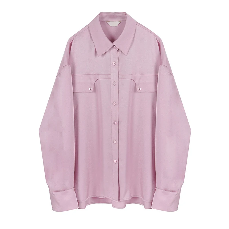 XIZIHUPAN Sweet Pink T Shirt For Women Lapel Batwing Long Sleeve Minimalist Style Loose Blouses Female 2021 Korean Clothing Tide 
XIZIHUPAN Sweet Pink T Shirt For Women Lapel Batwing Long Sleeve Minimalist Style Loose Blouses Female 2021 Korean Clothing Tide
