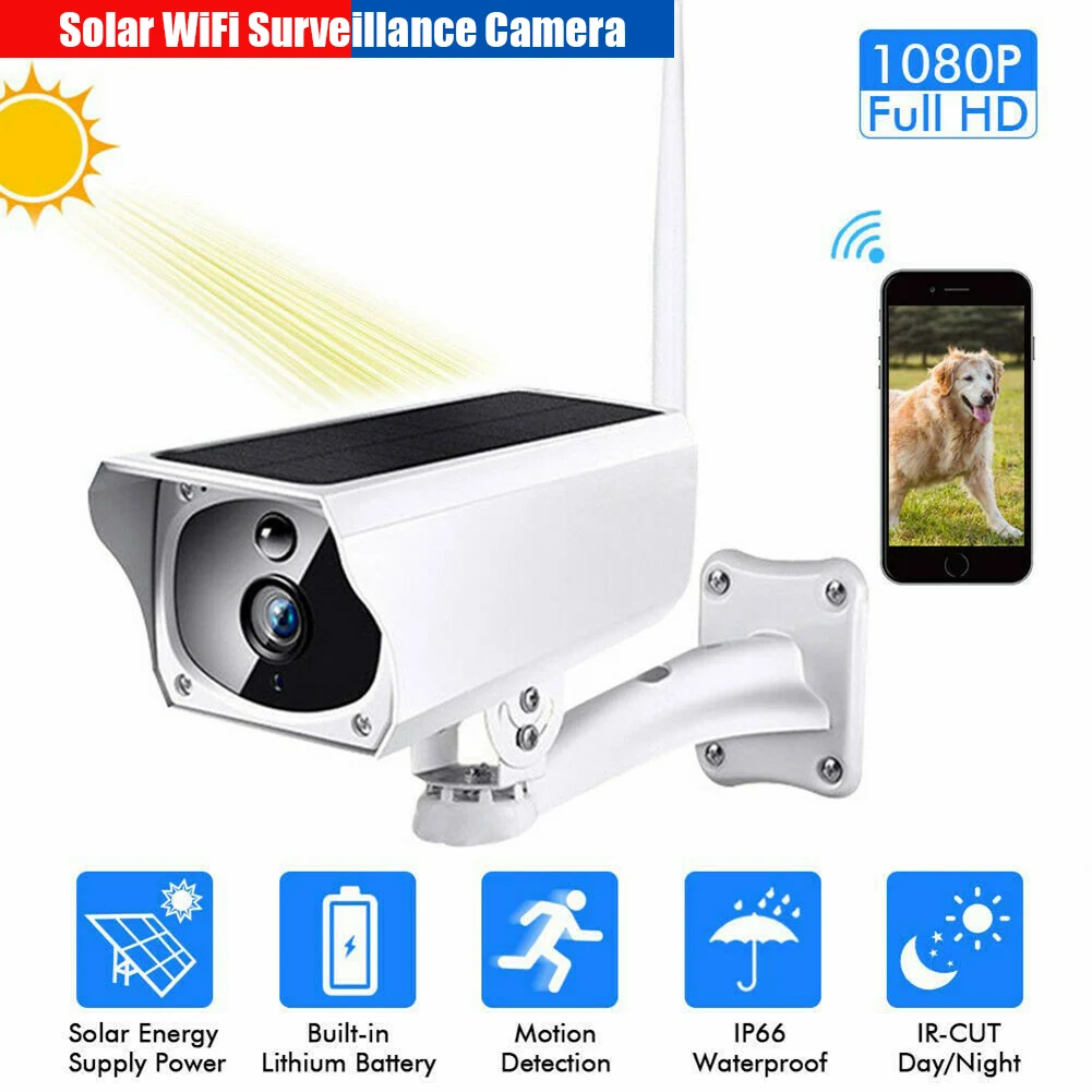 Solar Powered Security Camera IP Wifi Wireless Chargeable HD 1080P Outdoor VDX99
Solar Powered Security Camera IP Wifi Wireless Chargeable HD 1080P Outdoor VDX99