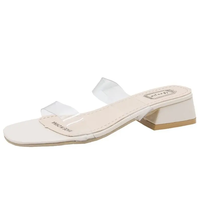 Summer Women Slippers Transparent Pvc Strap Low Square Heel Open Toe Outdoor Beach Slides Casual Fashion Shoes Ladies Female 
Summer Women Slippers Transparent Pvc Strap Low Square Heel Open Toe Outdoor Beach Slides Casual Fashion Shoes Ladies Female