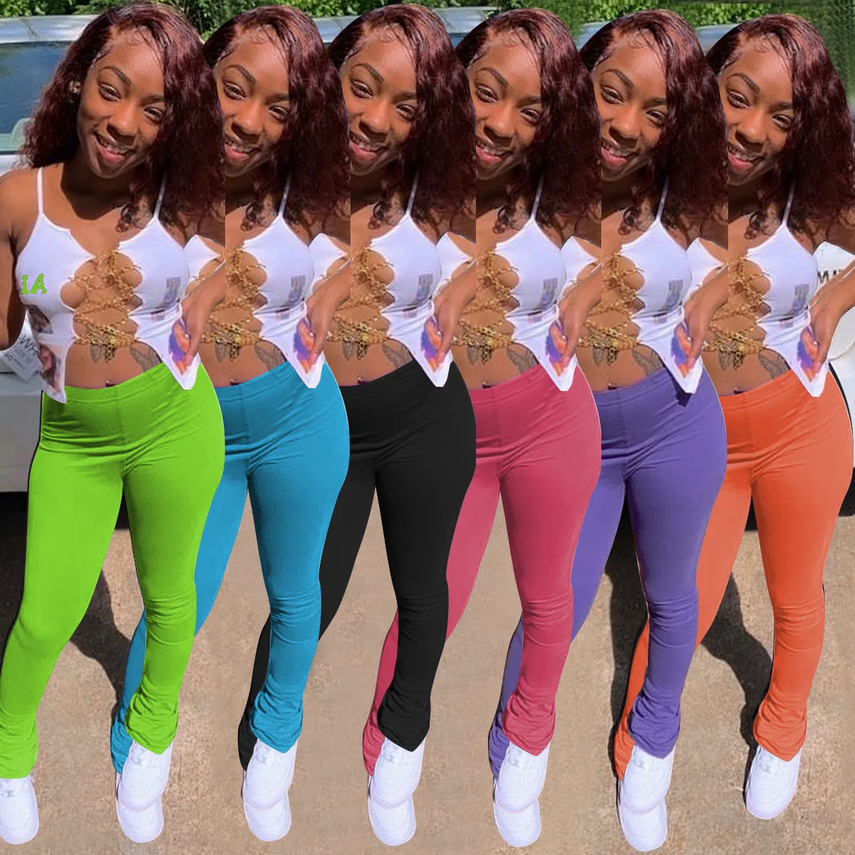 2020 New Women Two Pieces Ruched Stacking Sweatpants Set White Metal Chain Crop Top And Trousers Sexy Letter Print Matching Set
2020 New Women Two Pieces Ruched Stacking Sweatpants Set White Metal Chain Crop Top And Trousers Sexy Letter Print Matching Set