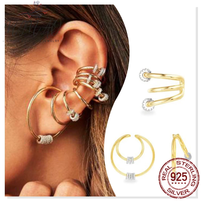 925 Sterling Silver Zircon Ear Clip Gold Color Double Ring Girls Holiday Gift Cold Wind Luxury Fashion Retro Personality
925 Sterling Silver Zircon Ear Clip Gold Color Double Ring Girls Holiday Gift Cold Wind Luxury Fashion Retro Personality