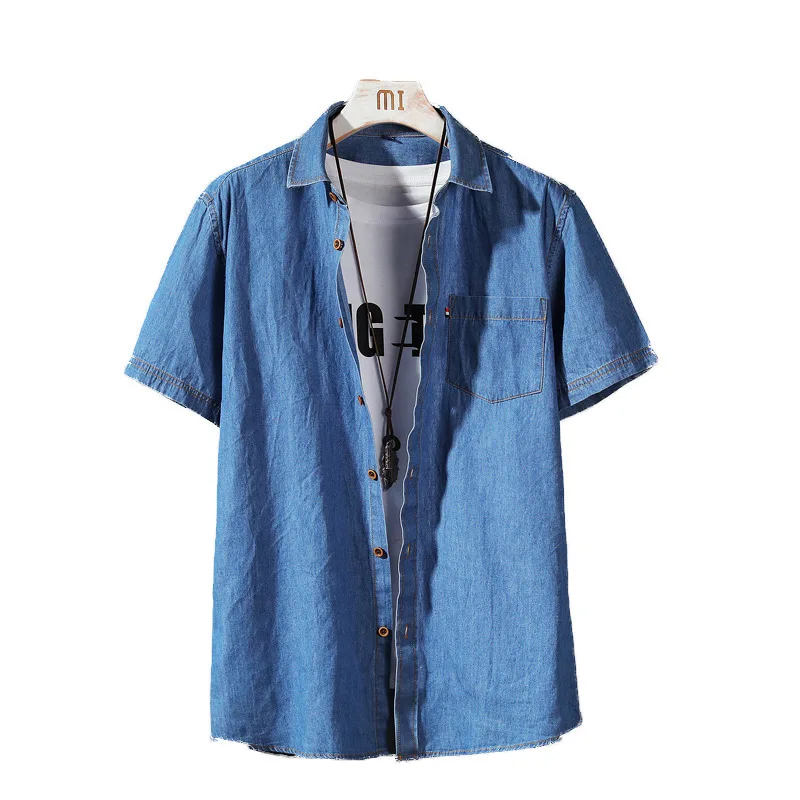 Solid Color Denim Shirt Men's Short-sleeved Jacket Slim Body Clothes 2020 Spring Summer Trend Casual Men's Shirt Men's Clothing
Solid Color Denim Shirt Men's Short-sleeved Jacket Slim Body Clothes 2020 Spring Summer Trend Casual Men's Shirt Men's Clothing