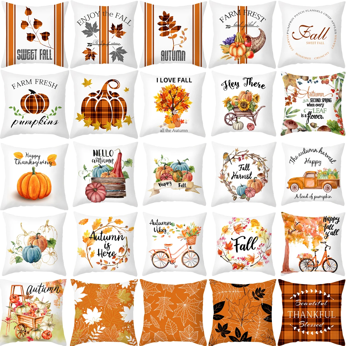 2021 New Farmhouse Autumn Decorative Pillowcase Polyester Maple Pumpkin Floral 48 Patterns Print Simple White Sofa Cushion Cover
2021 New Farmhouse Autumn Decorative Pillowcase Polyester Maple Pumpkin Floral 48 Patterns Print Simple White Sofa Cushion Cover