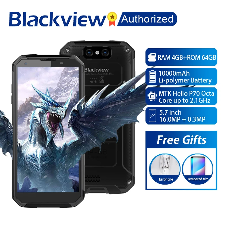 Мобильный телефон Blackview BV9500 Plus Android 9 0 Восьмиядерный 5 7 дюйма Helio P70 4 Гб ОЗУ 64 ПЗУ IP68