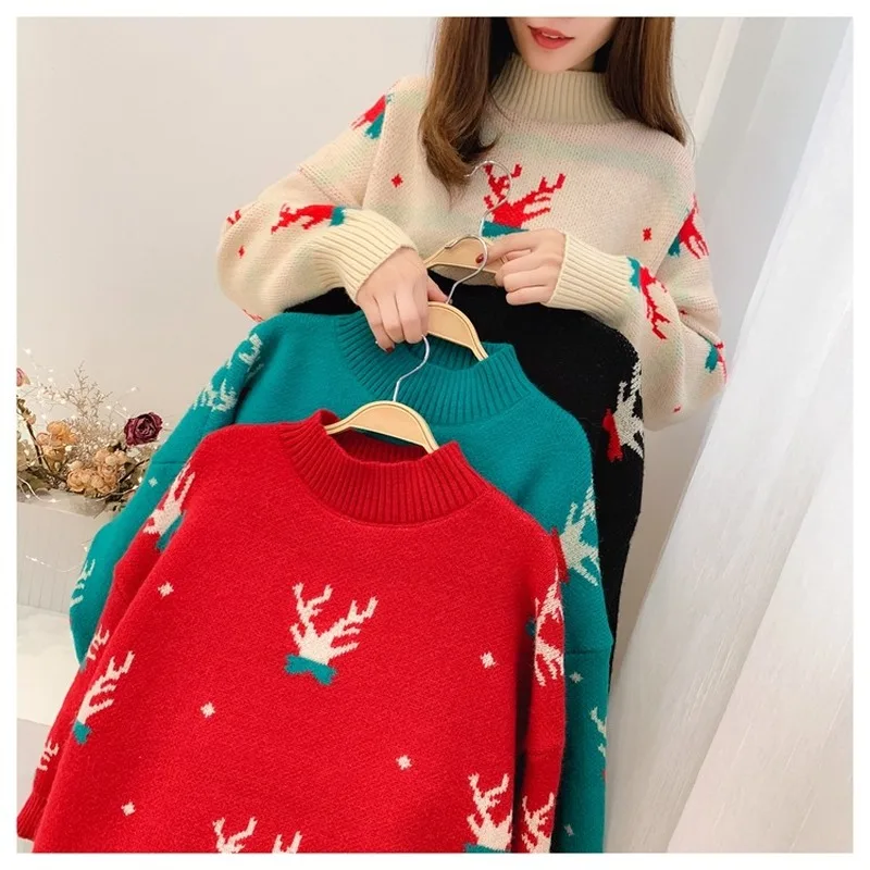 Red Christmas College Style Loose Size Western-style Half-neck Sweater Pullover Women Thicken New 2020 Autumn Wear sweaters
Red Christmas College Style Loose Size Western-style Half-neck Sweater Pullover Women Thicken New 2020 Autumn Wear sweaters
