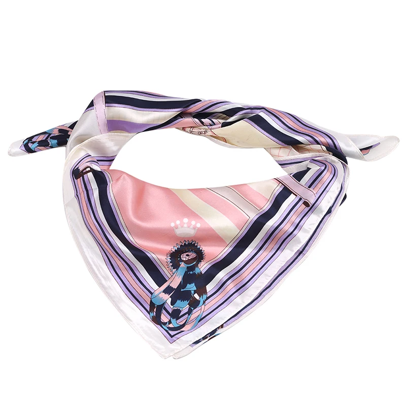 Фото Женский шарф роскошный брендовый с принтом хиджаб шелковая атласная шаль
