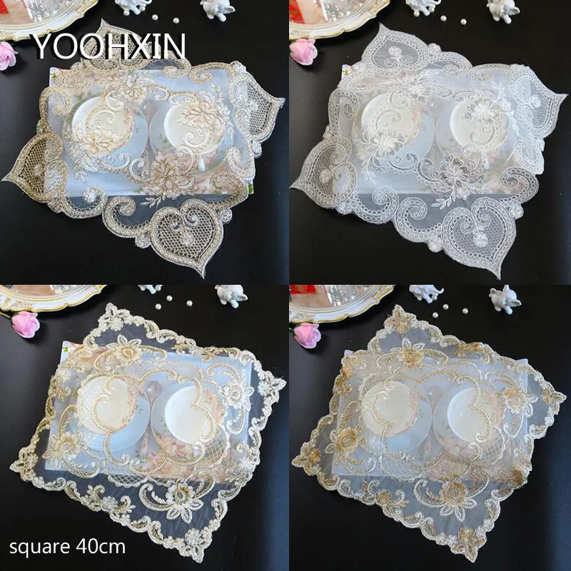Europe Lace gold square 40cm Embroidery table place mat Christmas pad Cloth placemat wedding cup napkin coaster doily kitchen
Europe Lace gold square 40cm Embroidery table place mat Christmas pad Cloth placemat wedding cup napkin coaster doily kitchen
