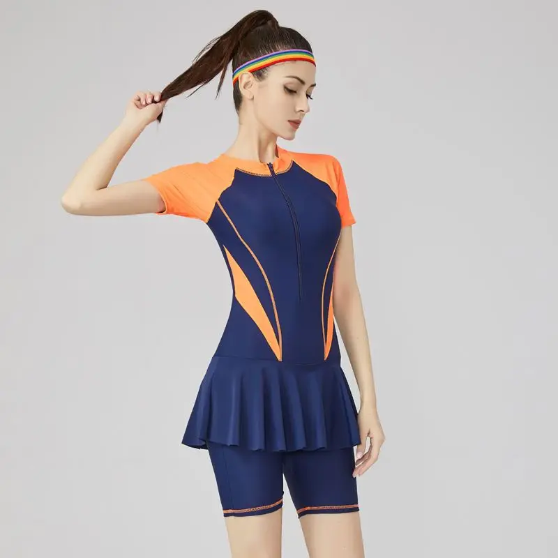 Women Swimsuit 2021 New Sunscreen One-Piece Skirt Conservative Covering Belly Thin Slim Zipper Korean Sports Hot Spring Swimwear
Women Swimsuit 2021 New Sunscreen One-Piece Skirt Conservative Covering Belly Thin Slim Zipper Korean Sports Hot Spring Swimwear