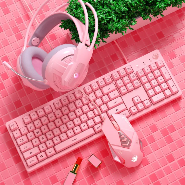 Розовая клавиатура для девочек милая манипулятор подходит набора текста