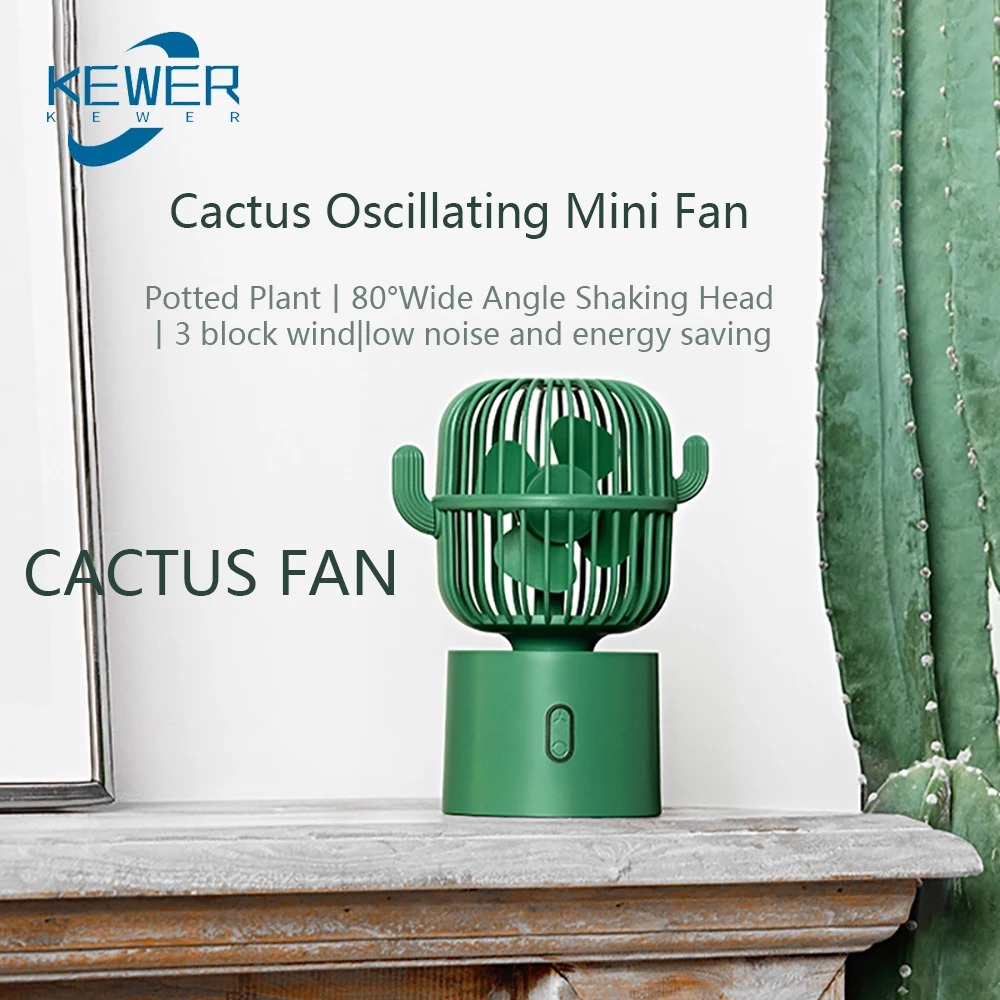 KEWER New Cactus Fan Portable Desktop Mini Head-Shaking Fan Silent USB Rechargeable Home Office Table Appliances Fans 2400mAH
KEWER New Cactus Fan Portable Desktop Mini Head-Shaking Fan Silent USB Rechargeable Home Office Table Appliances Fans 2400mAH