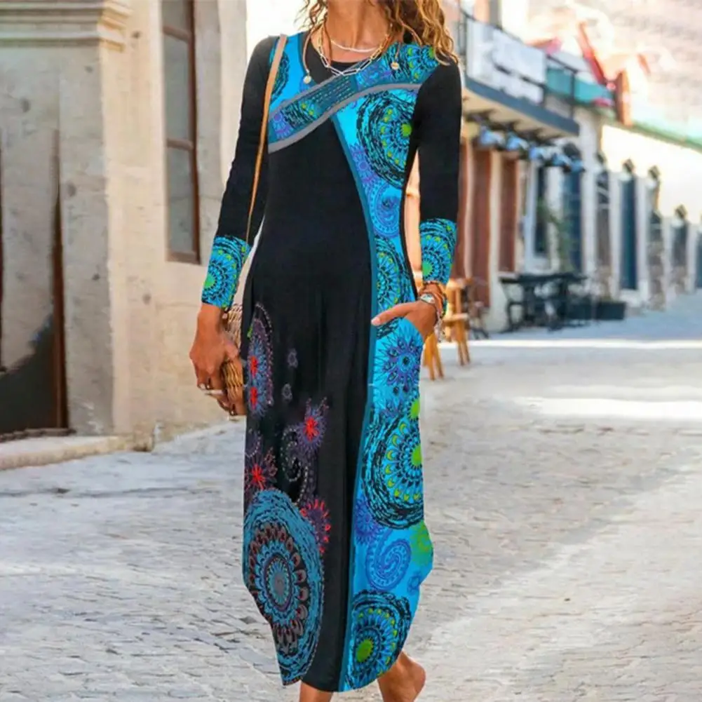 Women Dress Long Sleeve Round Neck Ethnic Print Polyester Autumn Winter Maxi Dress for Daily Wear
Women Dress Long Sleeve Round Neck Ethnic Print Polyester Autumn Winter Maxi Dress for Daily Wear