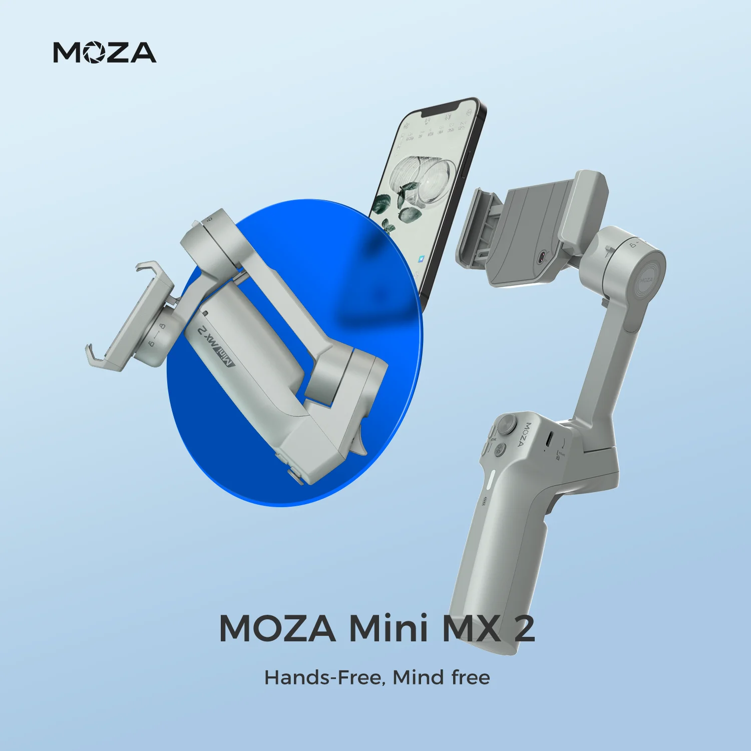 

Moza Mini MX2 3-Axis Handheld Gimbal Stabilizer App Control for iPhone XS XR X 11 12 13 Samsung Smartphone Auto Sense