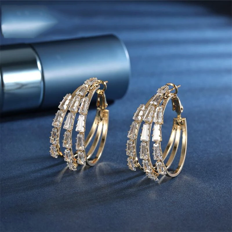 

2021 new Diamond hollow out Set auger circle Earrings For Women modern Jewelry Temperament Daily Wear Earrings Party Gift