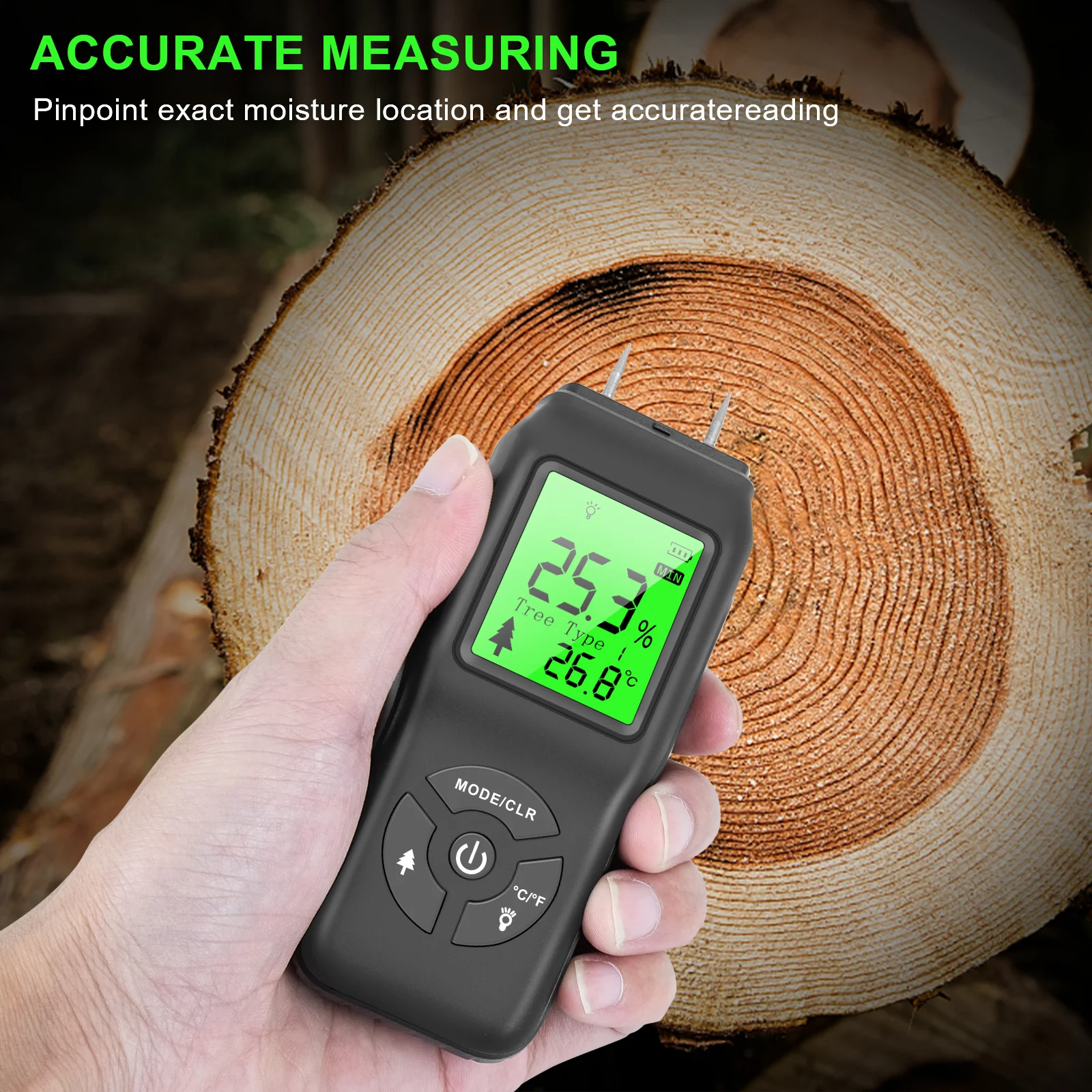 Wood Moisture Meter Hygrometer Timber Damp Detector Tree Density Digital Wood Humidity Tester Pin Type Backlit LCD Display 50%
Wood Moisture Meter Hygrometer Timber Damp Detector Tree Density Digital Wood Humidity Tester Pin Type Backlit LCD Display 50%
