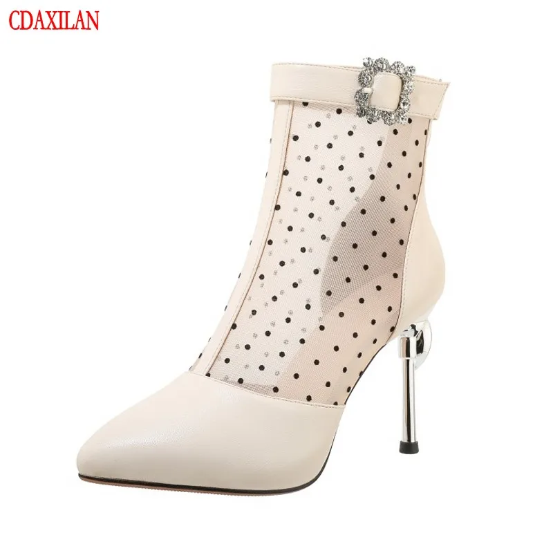 CDAXILAN new to ankle boots summer women breathable mesh pointed toe super-high heels back zip motorcycle boots shoe sexy ladies
CDAXILAN new to ankle boots summer women breathable mesh pointed toe super-high heels back zip motorcycle boots shoe sexy ladies