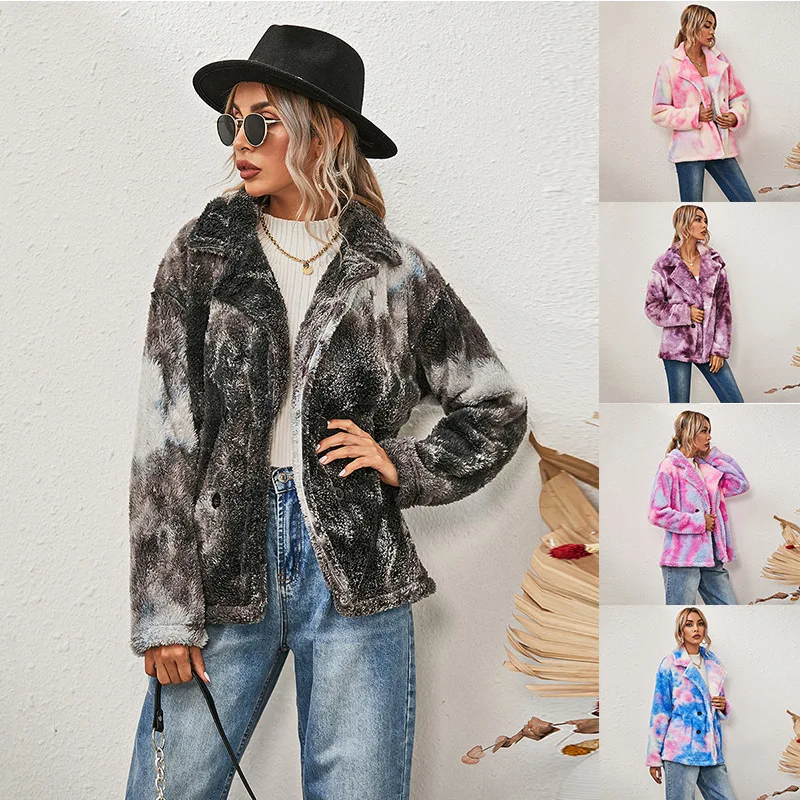 Autumn and Winter Tie Dye Printed Double Plush Long Sleeve Double Breasted Thickened Coat Woman Jacket
Autumn and Winter Tie Dye Printed Double Plush Long Sleeve Double Breasted Thickened Coat Woman Jacket