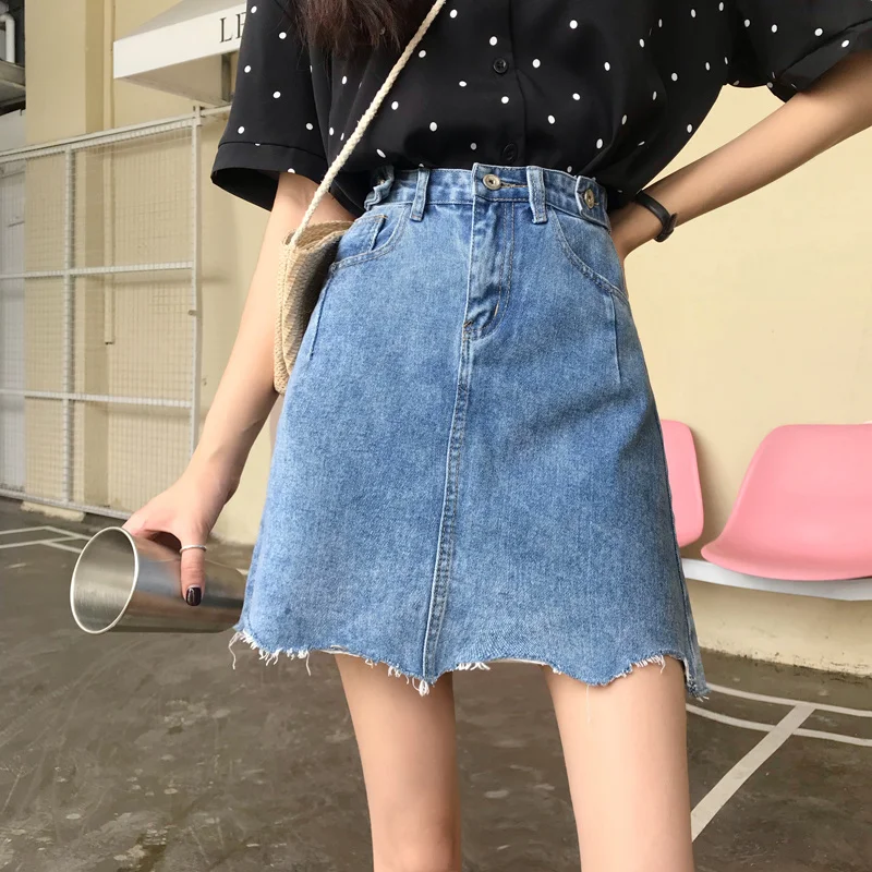 Irregular Denim Short Skirt Women's Summer 2021 New Fashion Ins Frayed Skirt High Waist Slimming A- line Skirt
Irregular Denim Short Skirt Women's Summer 2021 New Fashion Ins Frayed Skirt High Waist Slimming A- line Skirt