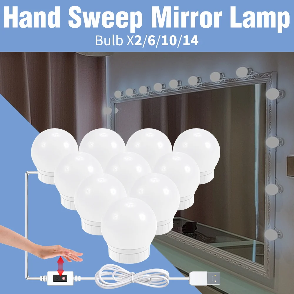 CanLing LED Mirror Light Hand Sweep Sensor Makeup Light Bulb USB LED Vanity Lamp 12V Dimmable Wall Lamp Dressing Table Lighiting
CanLing LED Mirror Light Hand Sweep Sensor Makeup Light Bulb USB LED Vanity Lamp 12V Dimmable Wall Lamp Dressing Table Lighiting