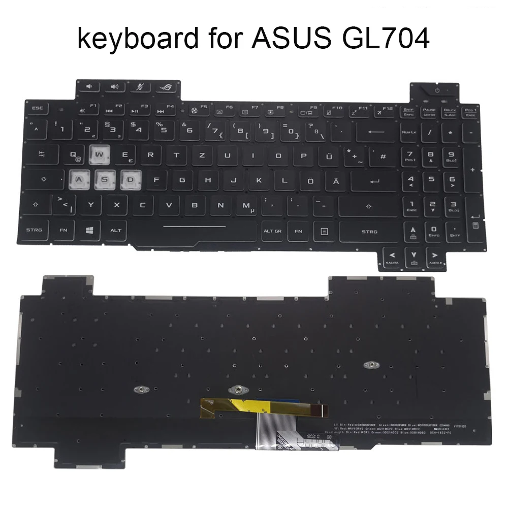 

German laptop keyboard backlight for ASUS ROG GL704 GL704GM GL704GV GL704GW Strix Scar II GE GR computers keyboards 0KN1 5B1GE21