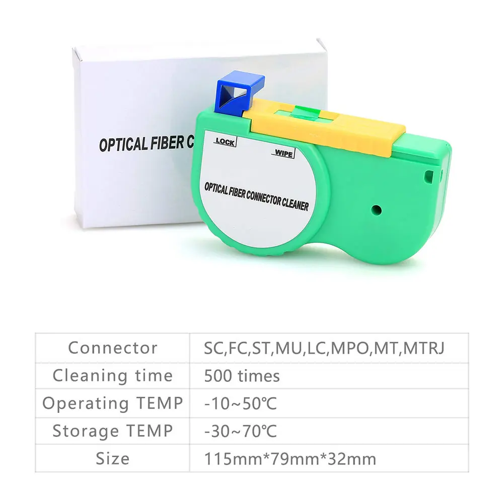 Fiber Optic Cleaning Kit with End Face Fiber Cleaner Clean Pen One Click Cleaner 500 Times Cleaner Tool SC FC ST LC Connector 
Fiber Optic Cleaning Kit with End Face Fiber Cleaner Clean Pen One Click Cleaner 500 Times Cleaner Tool SC FC ST LC Connector