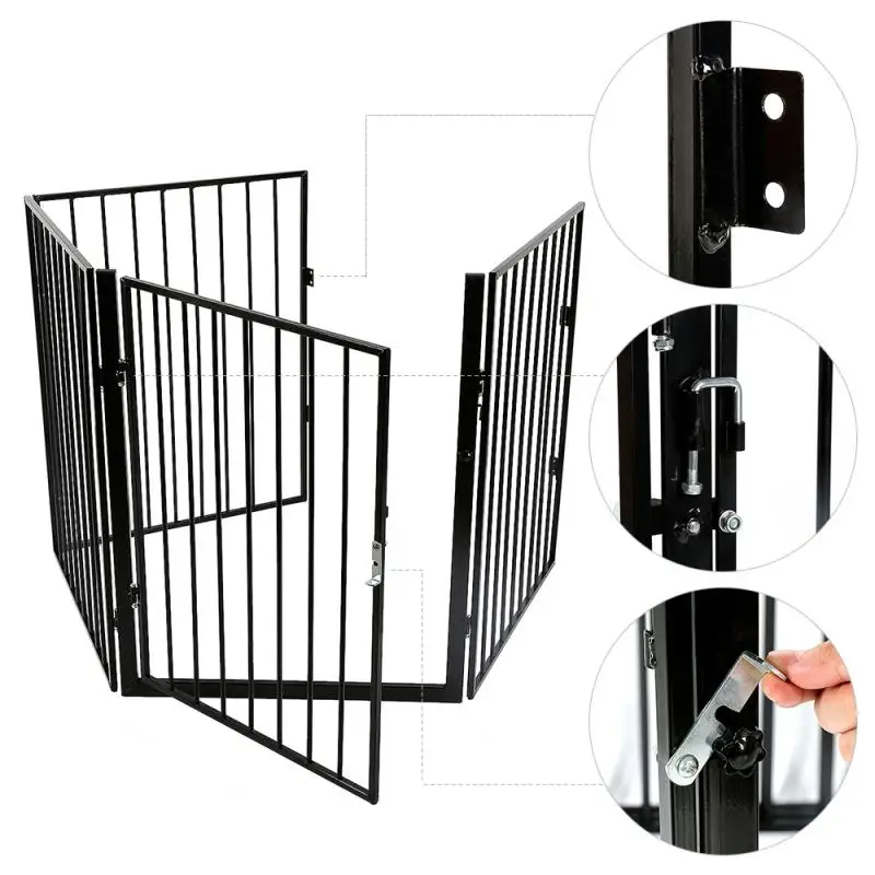 Fence4 Pcs/set Home Grille Fence Safe Baby Gate Barrier Or Play Yard Puppy Adjustable Height With Door HWC | Дом и сад