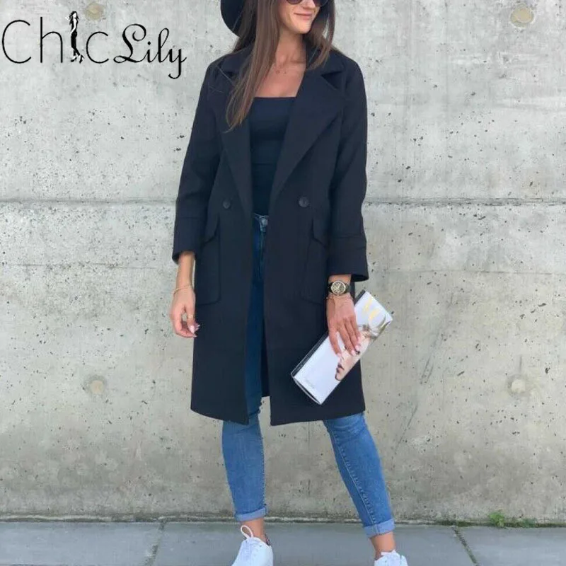 Chiclily Autumn Winter Long Sleeve Woolen Coats Women Solid Color Turn-down Collar Pocket Elegant Office Lady Long Pink Jacket
Chiclily Autumn Winter Long Sleeve Woolen Coats Women Solid Color Turn-down Collar Pocket Elegant Office Lady Long Pink Jacket