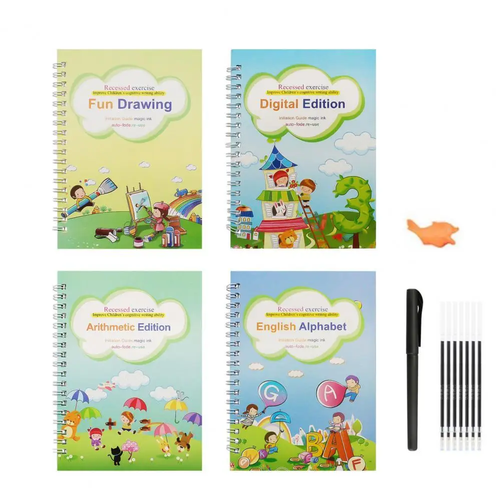 4 Styles Practice Copybook English Version Grooves Design Wipe-free Paper Handwriting Kids Learning Calligraphy Book
4 Styles Practice Copybook English Version Grooves Design Wipe-free Paper Handwriting Kids Learning Calligraphy Book