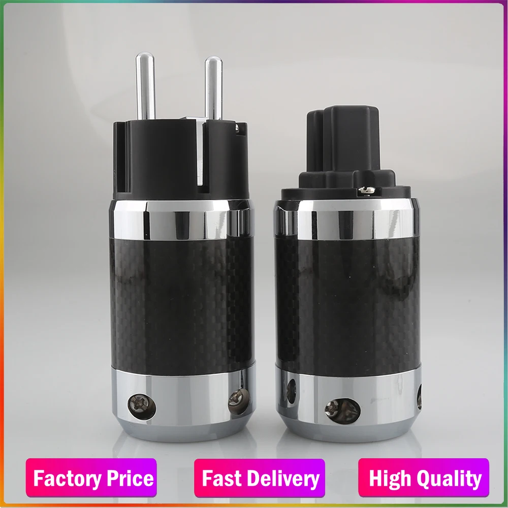 

PF830 Audiocrast Carbon Fiber schuko power plug IEC Female Audio DIY EU Power cable HIFI Male Female Jack Audio Connector