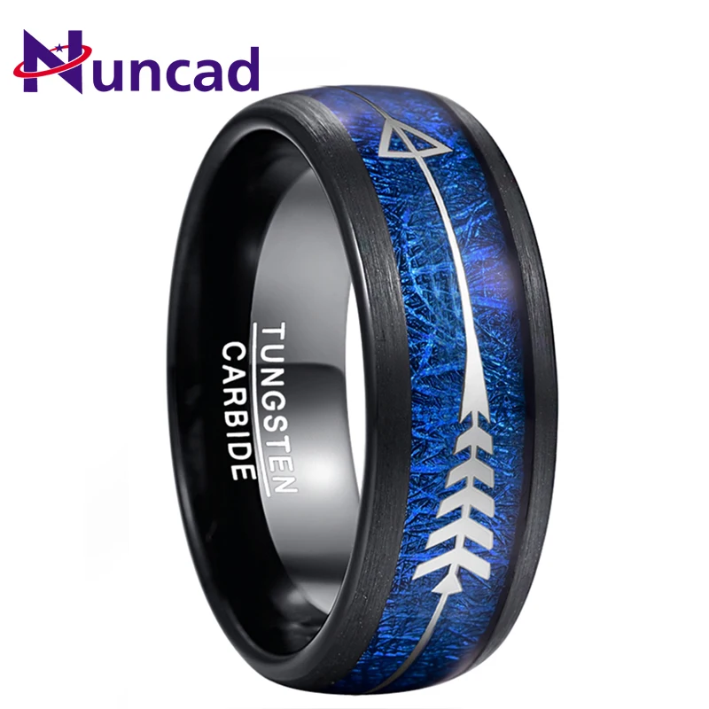 Nuncad 8MM Arrow Shaped Tungsten Carbide Ring Inlaid Blue Imitation Meteorite Wedding Bands Black Dome Rings Men Jewelry
Nuncad 8MM Arrow Shaped Tungsten Carbide Ring Inlaid Blue Imitation Meteorite Wedding Bands Black Dome Rings Men Jewelry