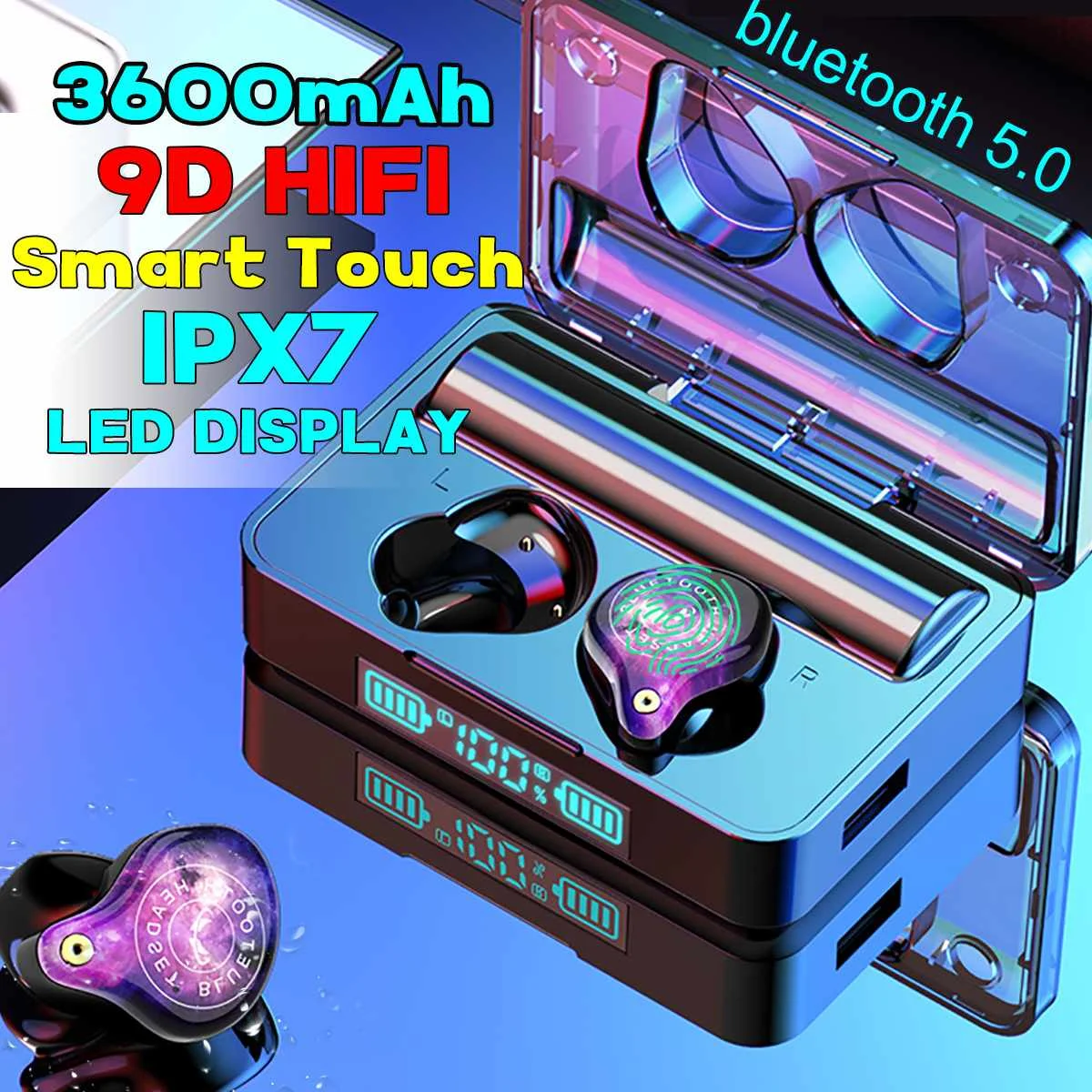 TWS 5.0 Touch Bluetooth Earphone Wireless Headphones Earbuds 9D HIFI Stereo Sound Wireless Bluetooth Sport Travel Earphone 2020 
TWS 5.0 Touch Bluetooth Earphone Wireless Headphones Earbuds 9D HIFI Stereo Sound Wireless Bluetooth Sport Travel Earphone 2020