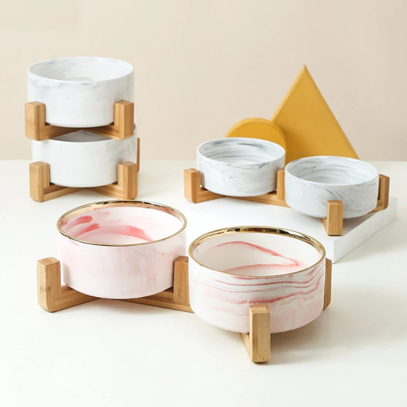 Ceramic Cat Dog Feeder Bowl Dish Storage with Wood Stand Marbling Double Cats Puppy Drinking Dish Food Container Pets Supplies
Ceramic Cat Dog Feeder Bowl Dish Storage with Wood Stand Marbling Double Cats Puppy Drinking Dish Food Container Pets Supplies