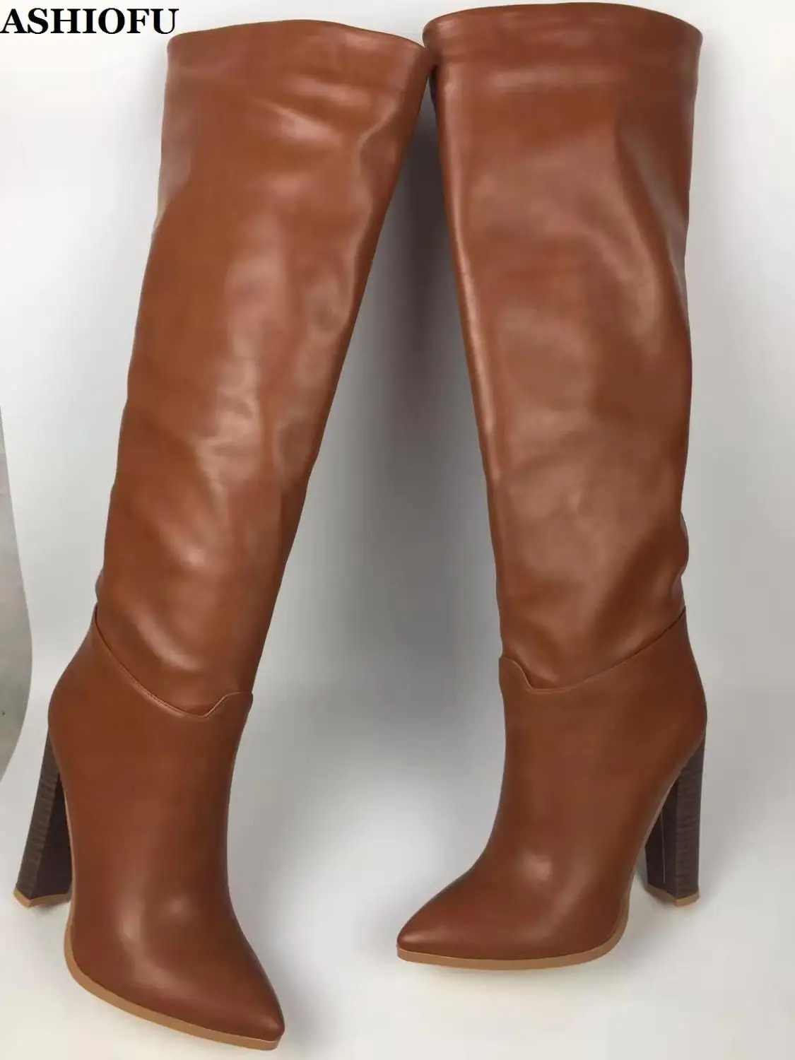 ASHIOFU Handmade European Women's Chunky Heel Boots Pointed Slicing Sleeve Winter Boots Party Prom Evening Fashion Club Boots
ASHIOFU Handmade European Women's Chunky Heel Boots Pointed Slicing Sleeve Winter Boots Party Prom Evening Fashion Club Boots