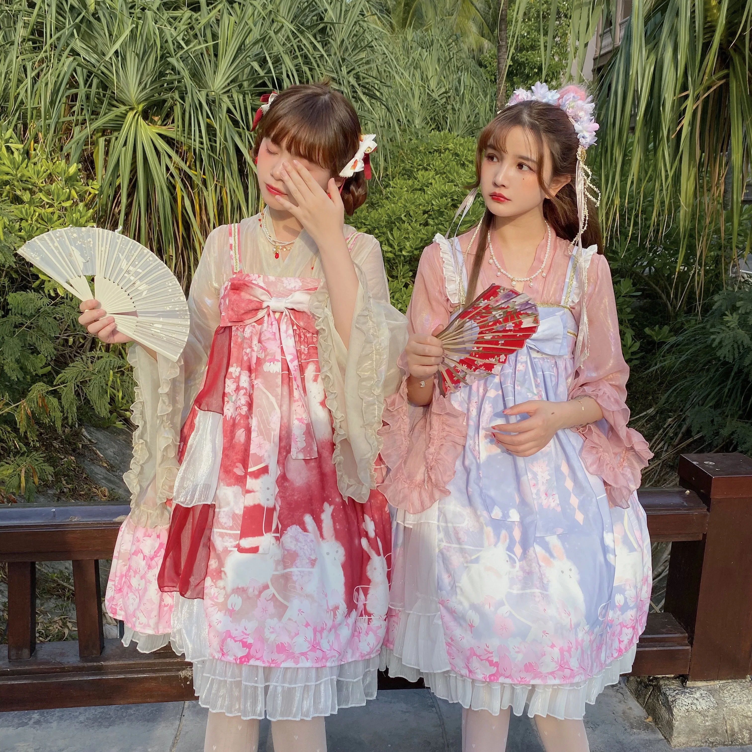 

Preppy style student Hanfu retro sweet lolita sets top+dress victorian printing kawaii girl loli cos gothic lolita kimono