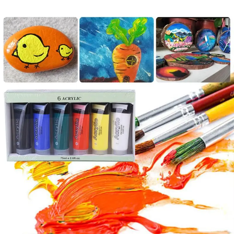 6 Colors 75ml Professional Acrylic Paint Set Drawing Painting Pigment Wall Hand-painted for Kids Student DIY Artist Supplies C26
6 Colors 75ml Professional Acrylic Paint Set Drawing Painting Pigment Wall Hand-painted for Kids Student DIY Artist Supplies C26