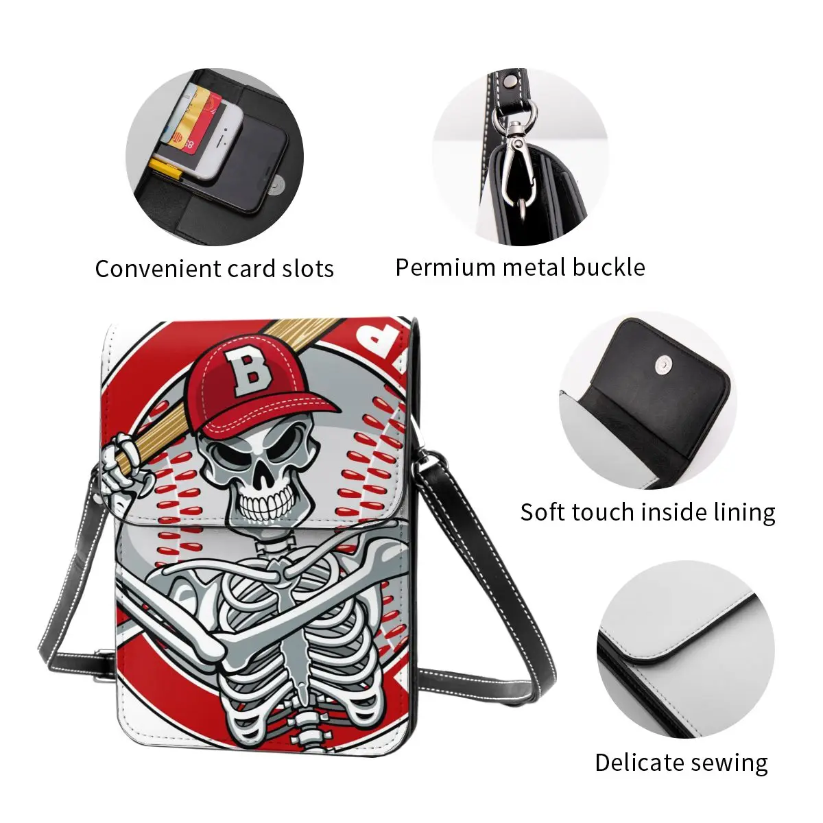 Women Crossbody Bags Mini Phone Bag Human Skeleton Playing Baseball Small Female Shoulder Bags Ladies Messenger Bag
Women Crossbody Bags Mini Phone Bag Human Skeleton Playing Baseball Small Female Shoulder Bags Ladies Messenger Bag