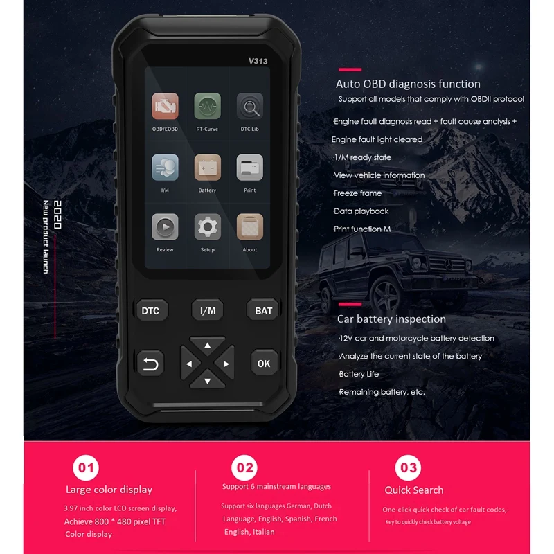 OBD2 Scanner Automotive Diagnostic Tool Enhanced Universal 15 Reset Automotive Scan Tool Repair Tools
OBD2 Scanner Automotive Diagnostic Tool Enhanced Universal 15 Reset Automotive Scan Tool Repair Tools