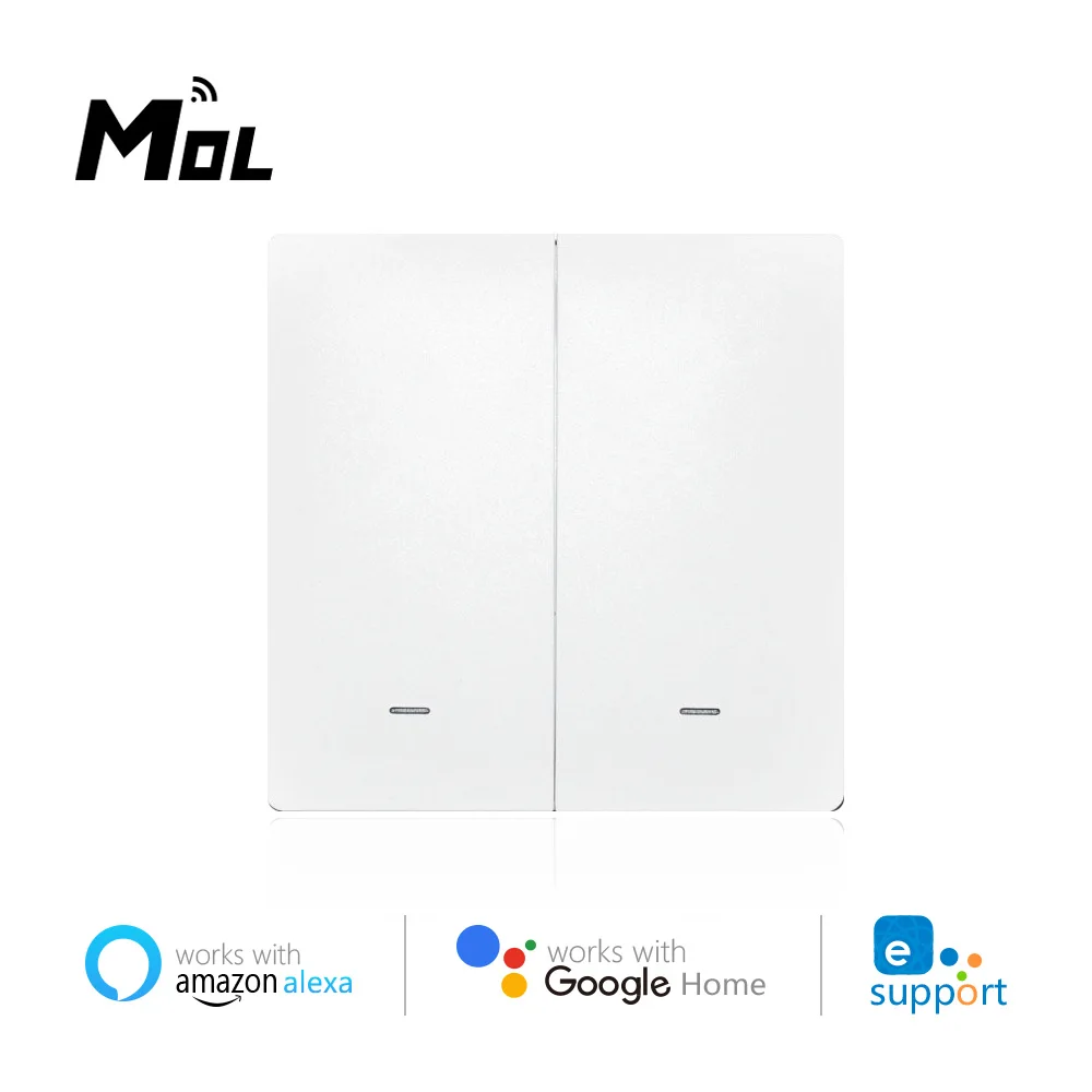 eWeLink Wifi Wall Switch 2 Gang UK No Neutral Wire Required Switches Smart Single Wire Wall Switch Works Alexa D1UK1C
eWeLink Wifi Wall Switch 2 Gang UK No Neutral Wire Required Switches Smart Single Wire Wall Switch Works Alexa D1UK1C