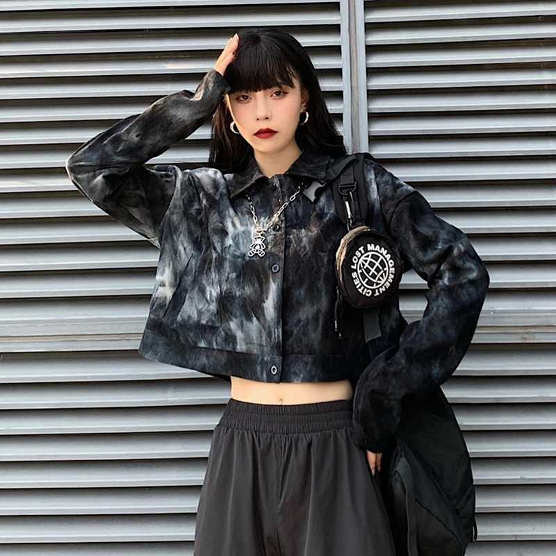 Women Jacket Tie Dye Jacket Women Vintage Streetwear Women's Clothing Button Pockets Long Sleeve Short Jackets For Women 2021
Women Jacket Tie Dye Jacket Women Vintage Streetwear Women's Clothing Button Pockets Long Sleeve Short Jackets For Women 2021