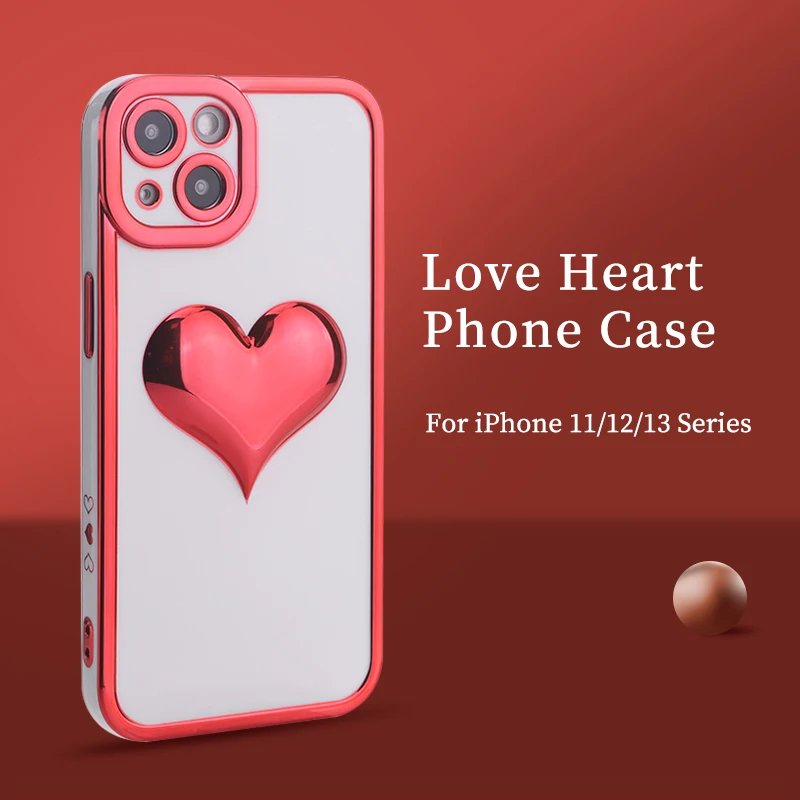 Fashion Electroplating 3D Love Heart Phone Case for iPhone 11 12 13Pro Max Colorful Reflective Transparent Frosted Phone Cover
Fashion Electroplating 3D Love Heart Phone Case for iPhone 11 12 13Pro Max Colorful Reflective Transparent Frosted Phone Cover