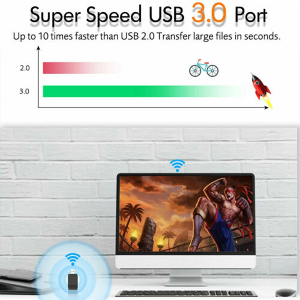 1200Mbps Wireless WiFi Adapter USB 3.0 Dongle Dual Band 5G/2.4G Bluetooth 5.0 for PC SGA998
1200Mbps Wireless WiFi Adapter USB 3.0 Dongle Dual Band 5G/2.4G Bluetooth 5.0 for PC SGA998