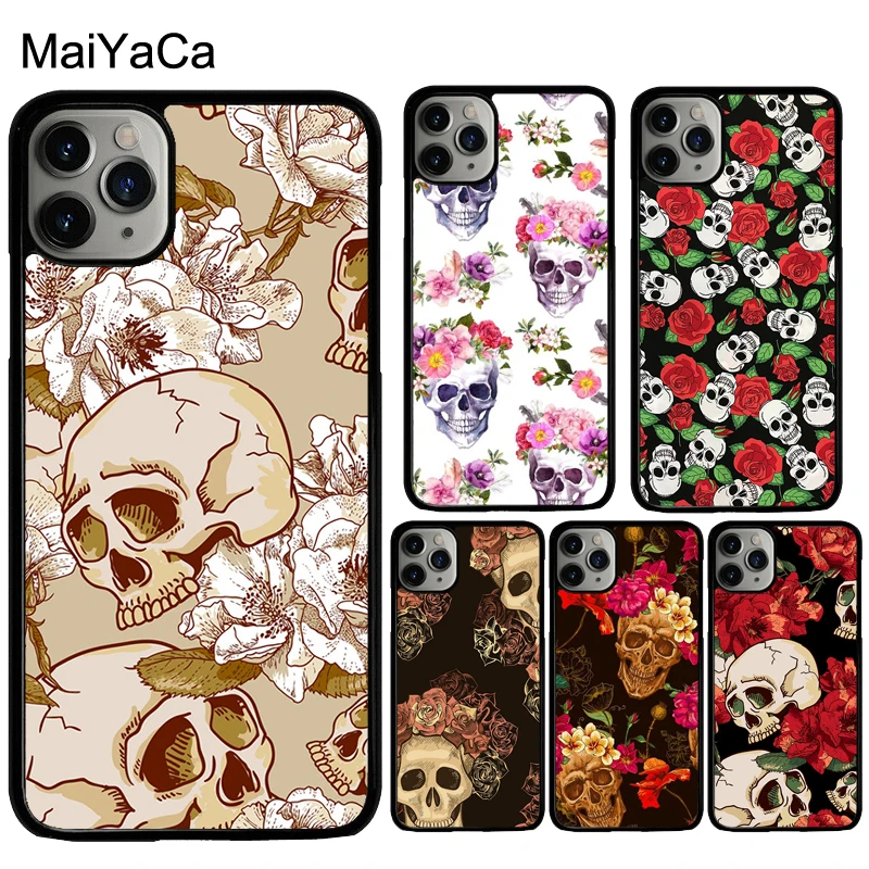 MaiYaCa череп с розами чехол для iPhone 12 mini 11 Pro Max XR 6S 7 8 Plus X XS SE 2020 задняя крышка|Бамперы|